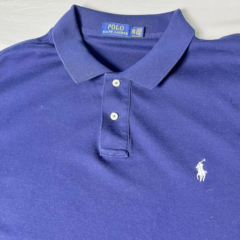 Polo Ralph Lauren Shirt Mens XXL Navy Blue Solid Polo Short Sleeve Pony Logo